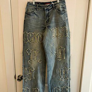 Smoke Rise Red Jeans Size 11/29 Blue Denim Acid Wash High Rise Flare Curvy Fit